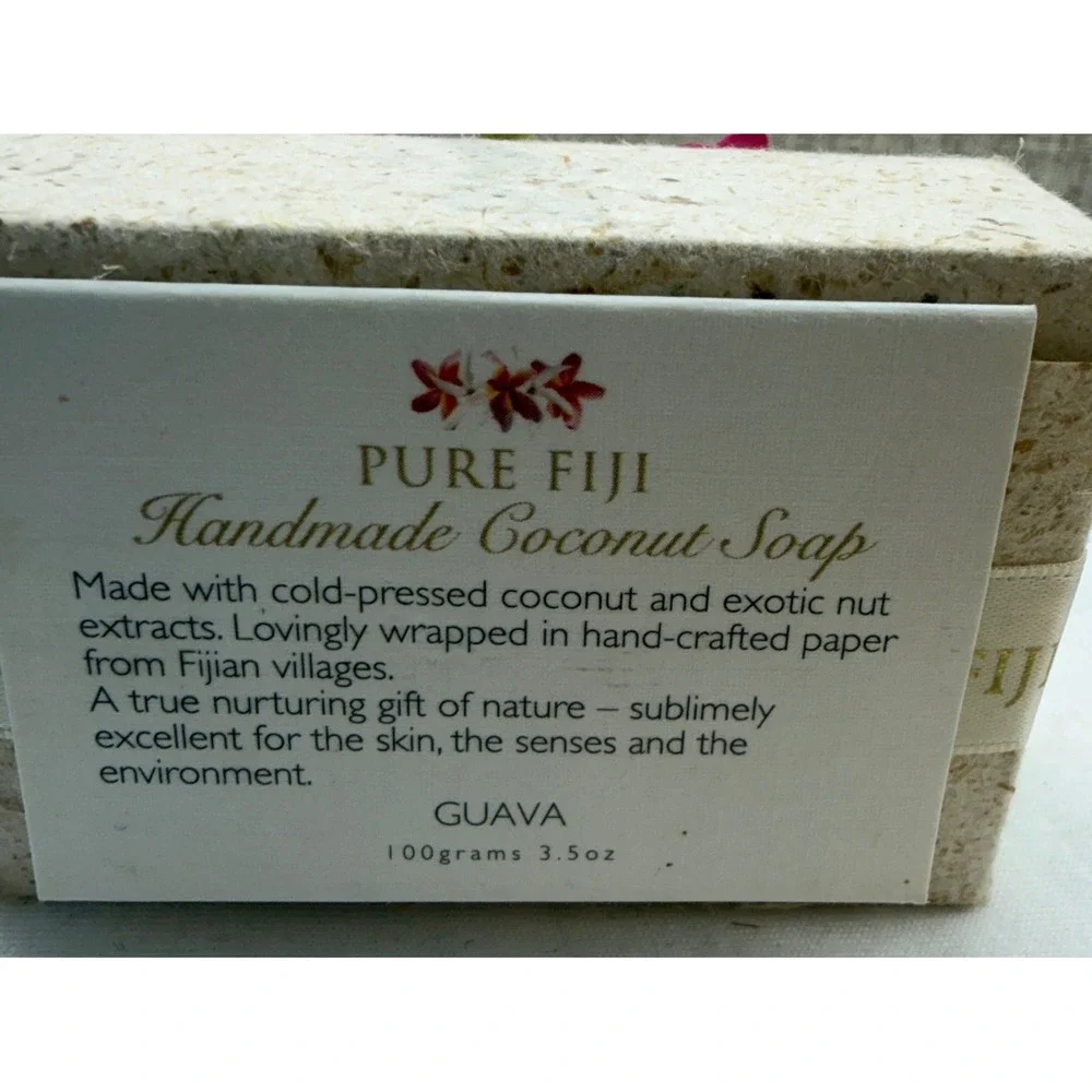 Pure Fiji Handmade Coconut Soap Guava 100g 3.5oz New Hand Crafted Paper Wrap